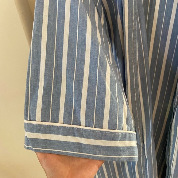 SURREY VINTAGE BLUE AND WHITE STRIPED ROBE KIMONO CARDIGAN BEACH COTTON UNISEX - Picture 6 of 8